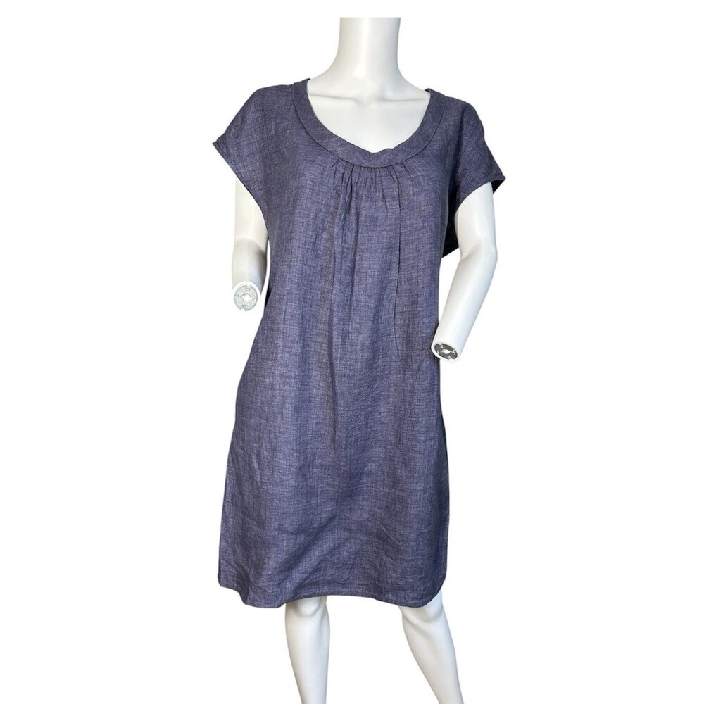 MALVIN Hamburg Women’s 100% Linen Purple Casual Frock Shift Beach Dress Size M 8